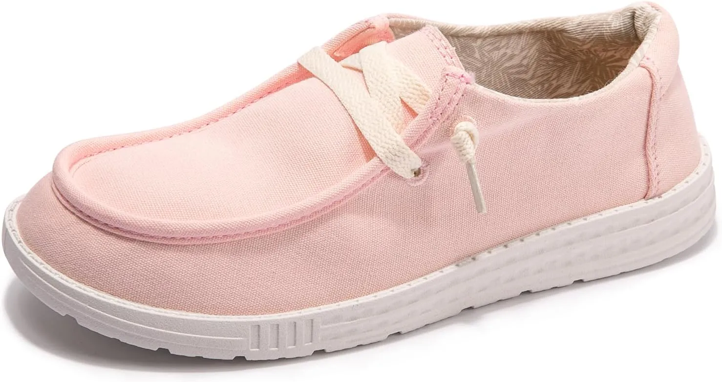 Women's Slip On Canvas Loafers - Breathable Low Top Casual Sneakers for Walking, Outdoor & Travel - Anti-Slip Comfort Shoes with Lightweight EVA Sole