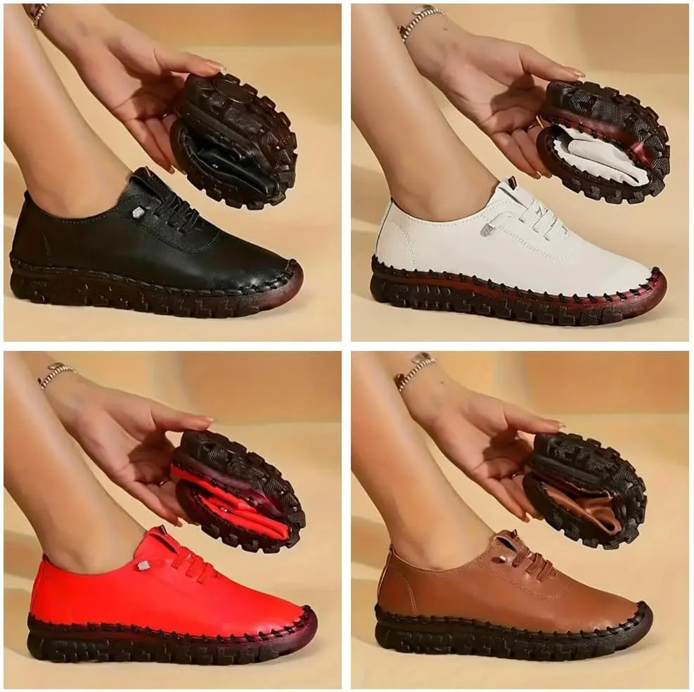 Women's Slip-On Flat Loafers Soft Bottom Breathable Hollow Lace-Up Mom Casual Walking Shoes Women's Ultra-Comfy Breathable Sneakers