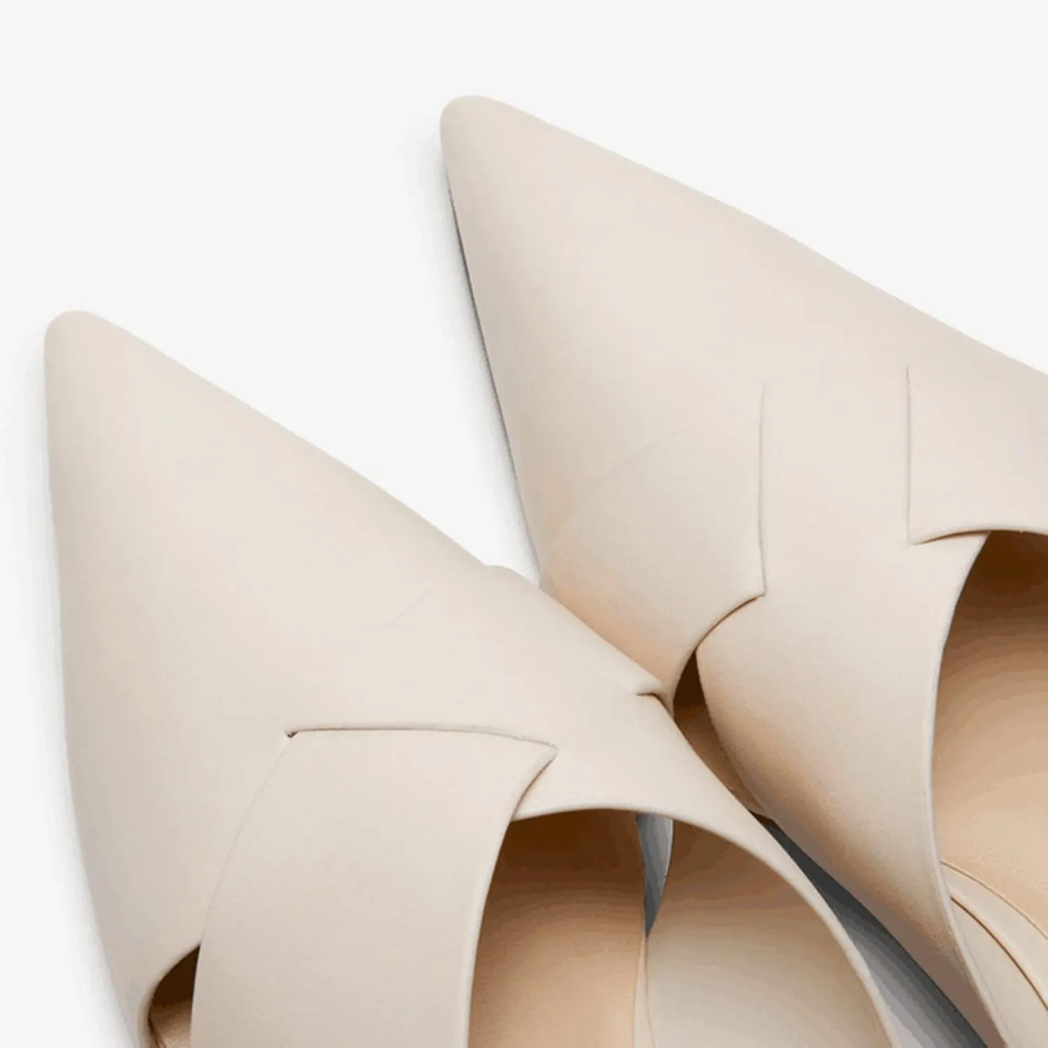 Women's Slip On Flat Mules Closed Pointed Toe Cut Out Comfortable Cross Strap Backless Loafer Shoes
