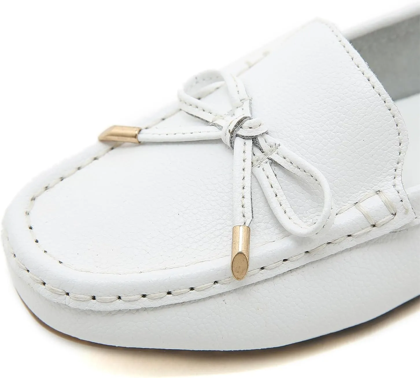 Women's Slip on Leather Driving Moccasins Soft Dress Loafers Flats Shoes with Bowknot