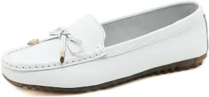 Women's Slip on Leather Driving Moccasins Soft Dress Loafers Flats Shoes with Bowknot