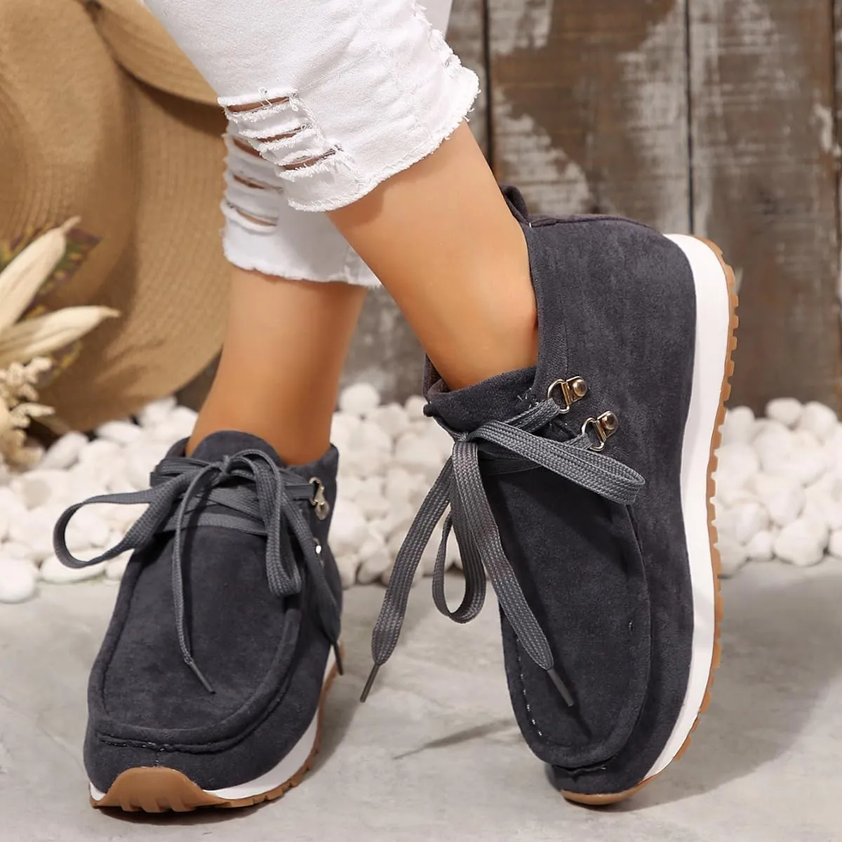 Women's Slip On Loafers Comfort Moccasins Shoes Non-Slip Thick Sole Comfort Fashion Wide Low Top Loafers
