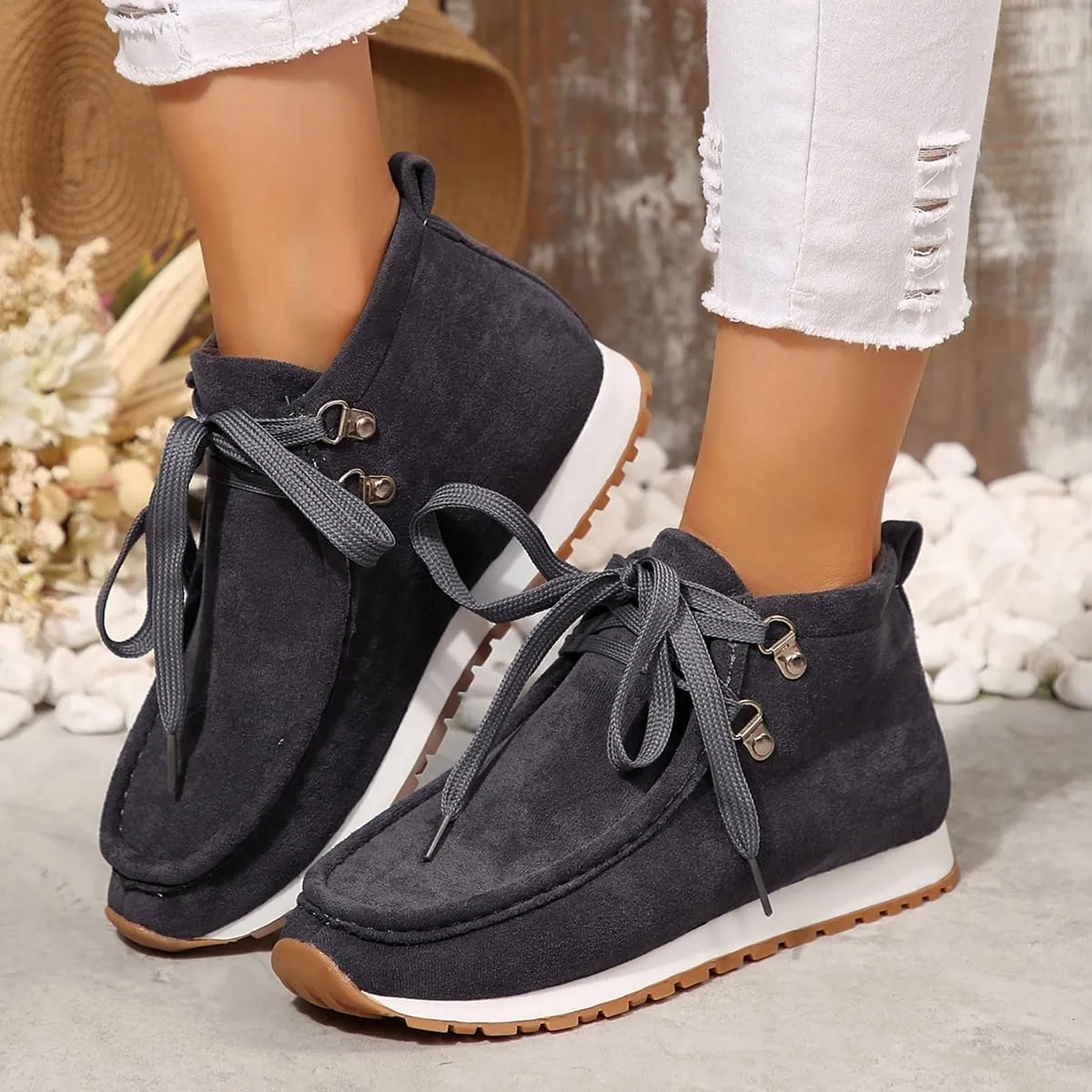 Women's Slip On Loafers Comfort Moccasins Shoes Non-Slip Thick Sole Comfort Fashion Wide Low Top Loafers