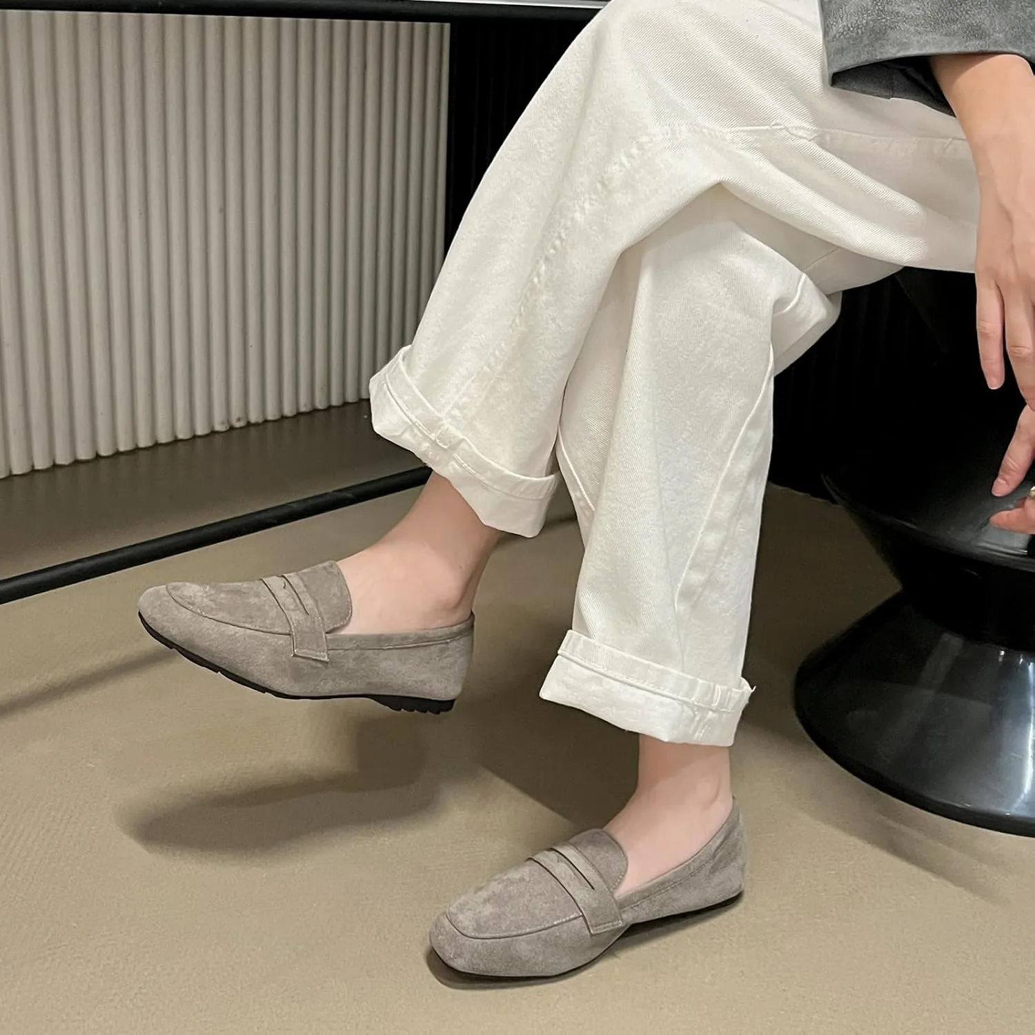 Women's Slip On Platform Loafers Lace-Up Round Toe Penny Loafers Non-Slip Comfort Casual Dressy School Shoes