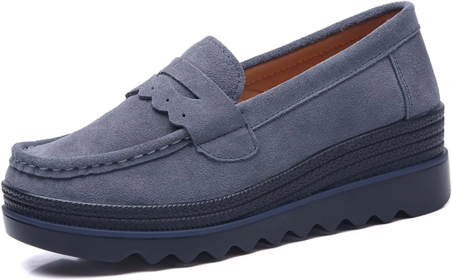 Women's Slip On Platform Shoes Comfort Suede Moccasins Low Top Wedge Loafers
