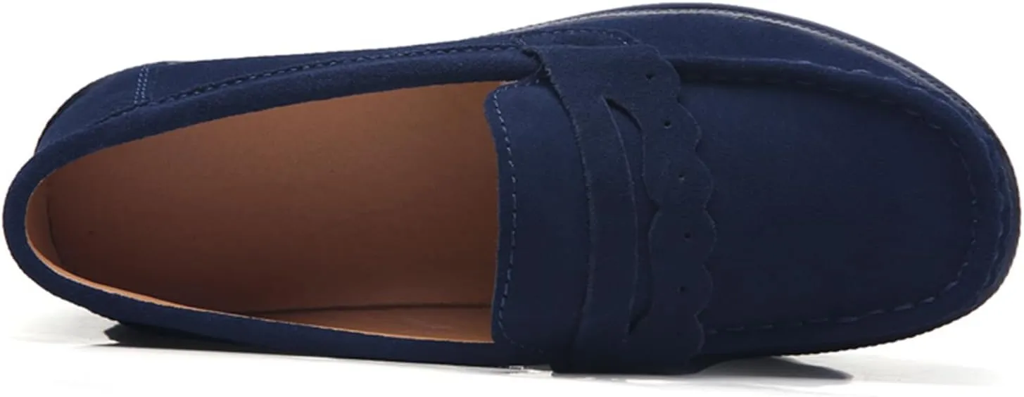 Women's Slip On Platform Shoes Comfort Suede Moccasins Low Top Wedge Loafers