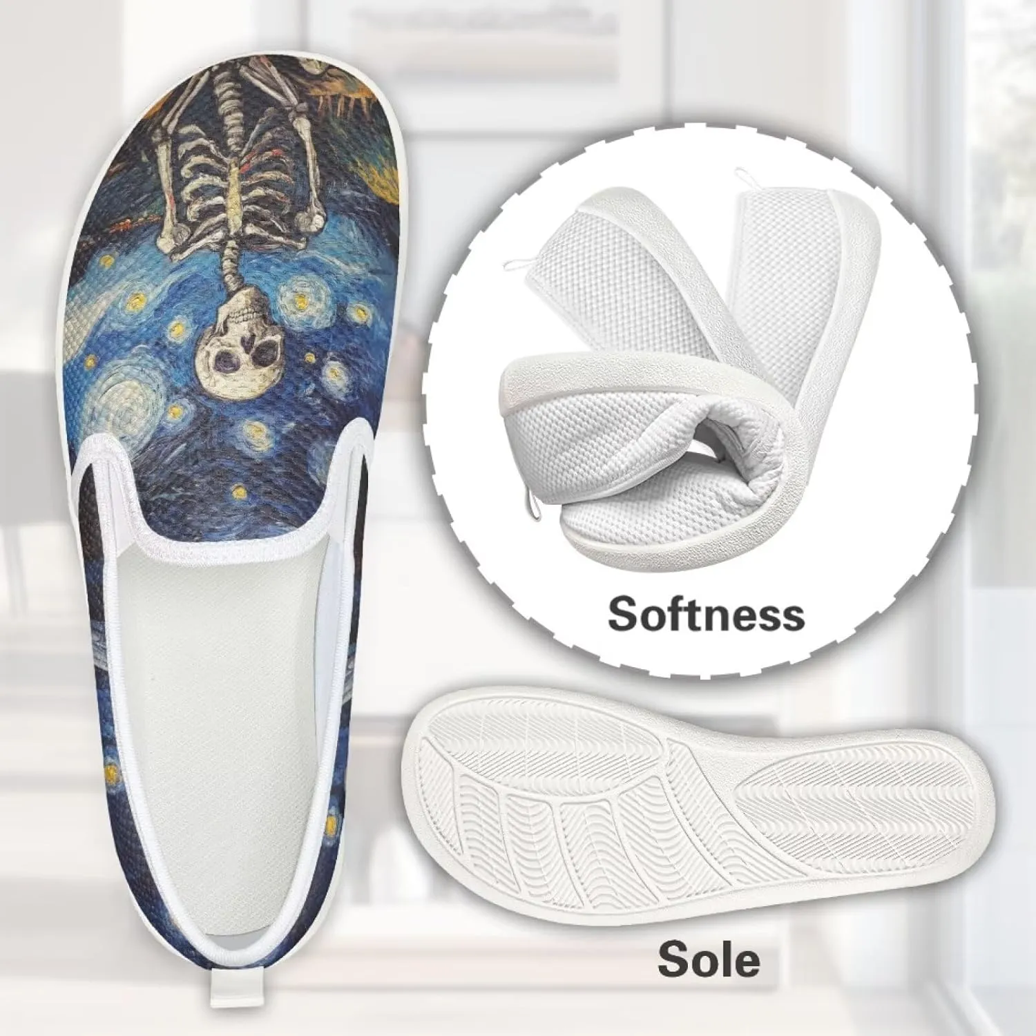 Womens Slip on Shoes Casual Wide Women's Shoes Flats White Sole