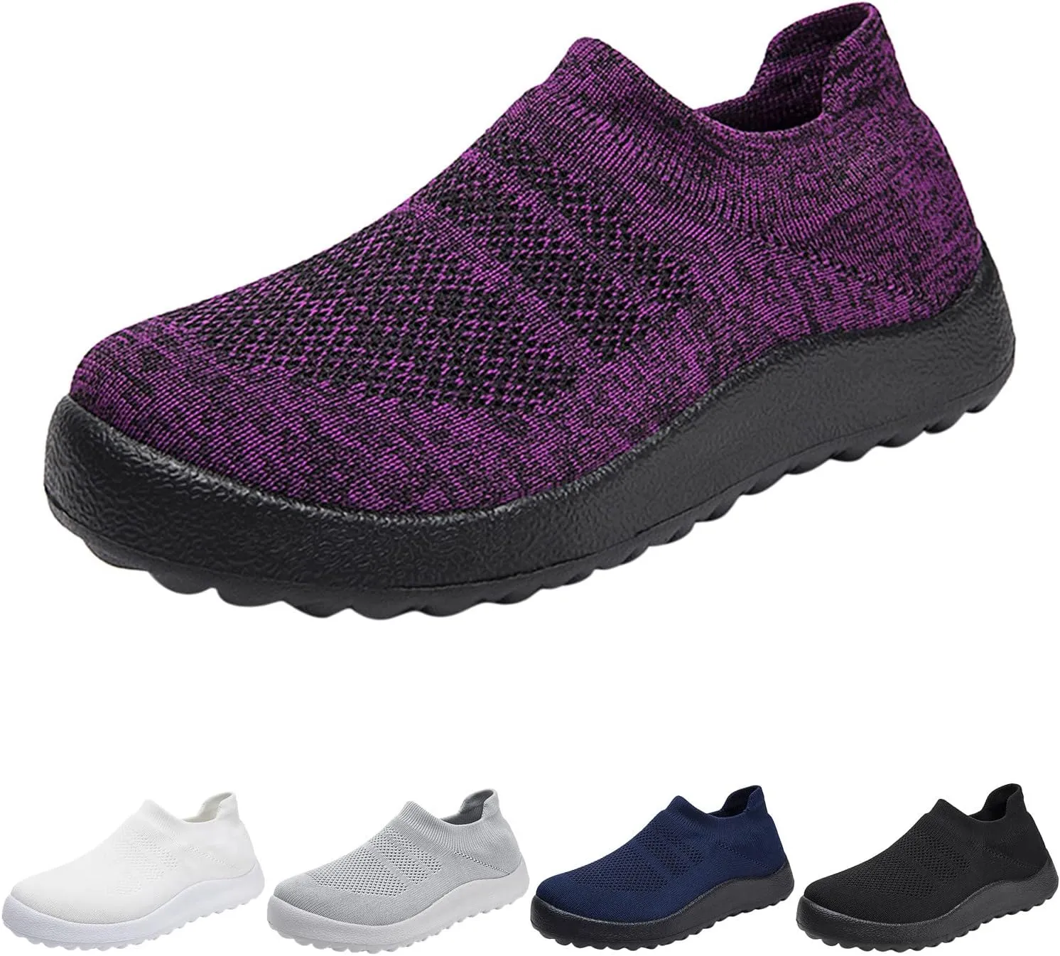 Womens Slip on Walking Shoes Comfort Lightweight Mens Running Shoes Wide Width Casual Shoes for Fall Chunky Sneakers Black Tennis Shoe Loafers Shoe