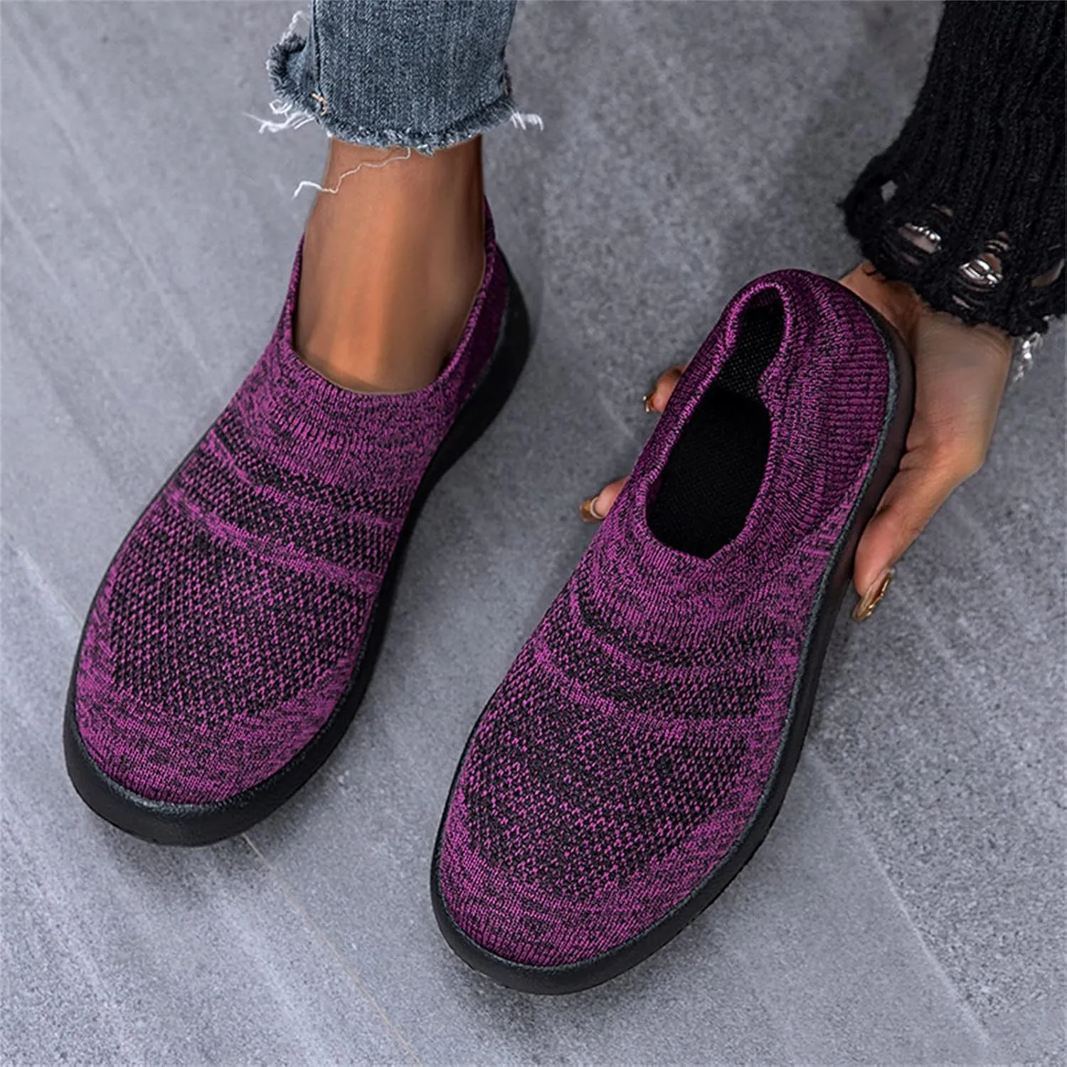 Womens Slip on Walking Shoes Comfort Lightweight Mens Running Shoes Wide Width Casual Shoes for Fall Chunky Sneakers Black Tennis Shoe Loafers Shoe