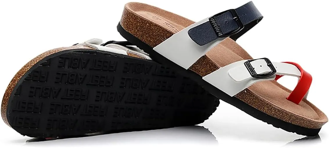 Women's Slippers,Men's and Women's Cork Mules Color-blocked Summer Shoes Open-toe Couple Flip flops Beach Soft Sandals