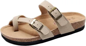 Women's Slippers,Men's and Women's Cork Mules Color-blocked Summer Shoes Open-toe Couple Flip flops Beach Soft Sandals