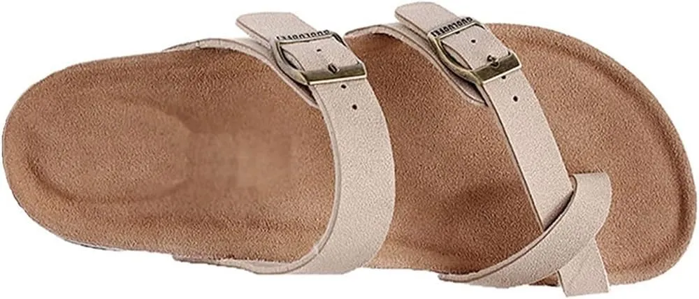 Women's Slippers,Men's and Women's Cork Mules Color-blocked Summer Shoes Open-toe Couple Flip flops Beach Soft Sandals