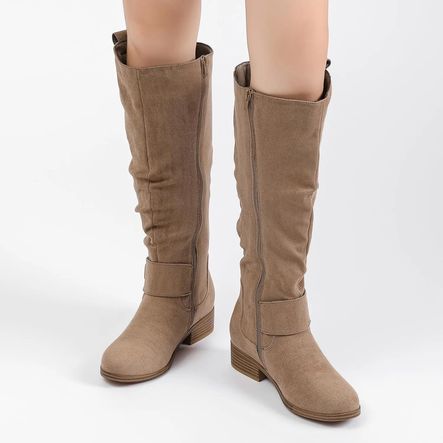 Women's Slouchy Knee High Boots, Comfortable and Fashionable Round Toe Riding Combat Boots for Fall and Winter Wear for Women.
