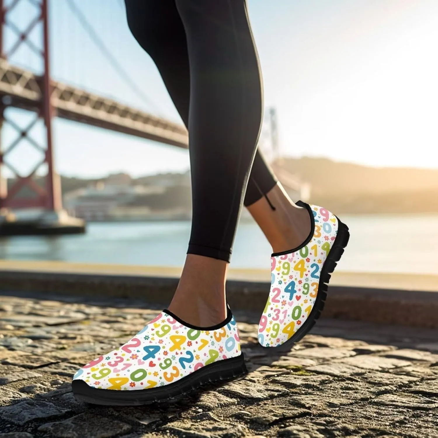 Women's Sneakers Casual Low Top Running Sneaker Flat Breathable Loafers Comfortable Slip On Holiday Shoes for Womens