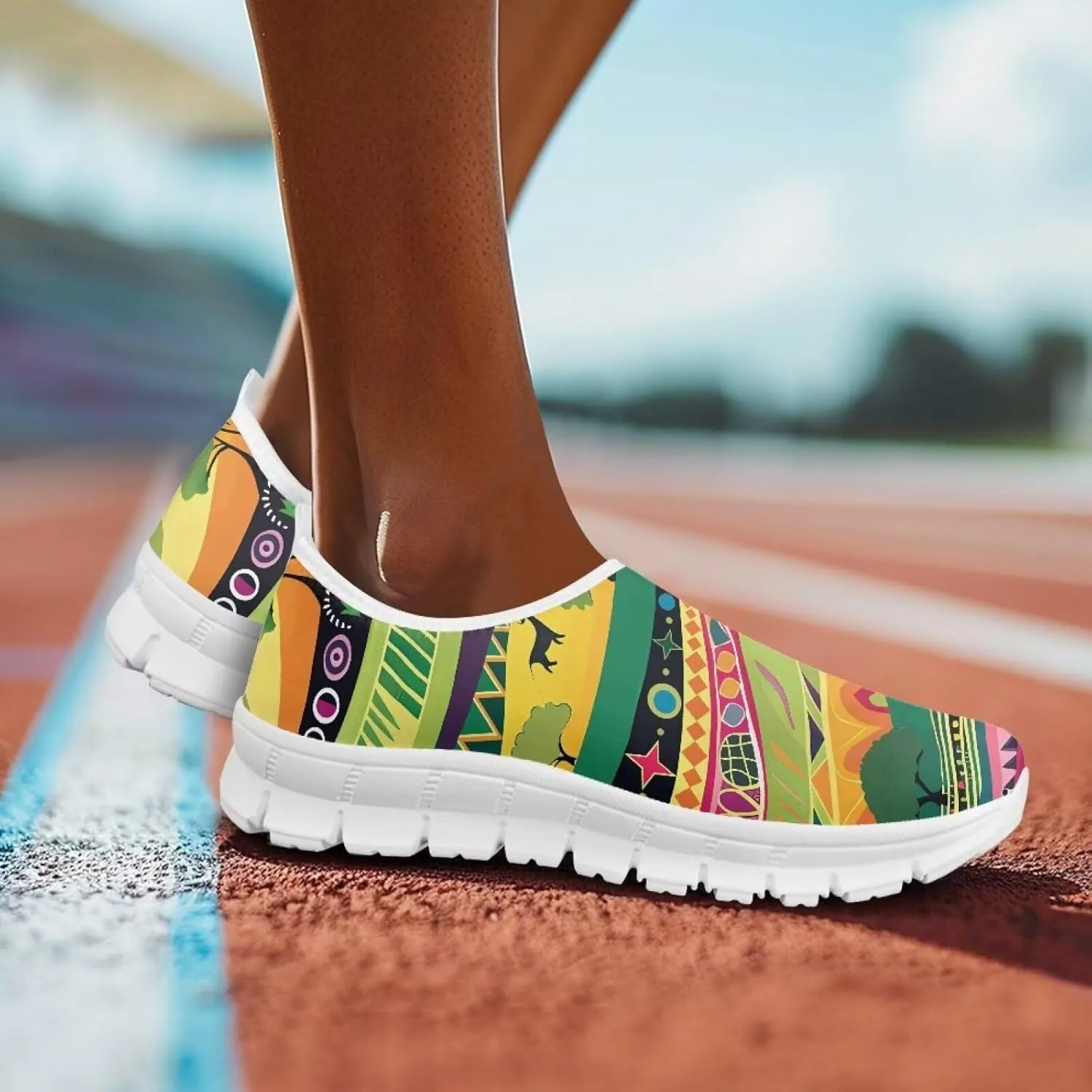 Women's Sneakers Casual Low Top Running Sneaker Flat Loafers Breathable Comfortable Slip On Holiday Shoes for Womens