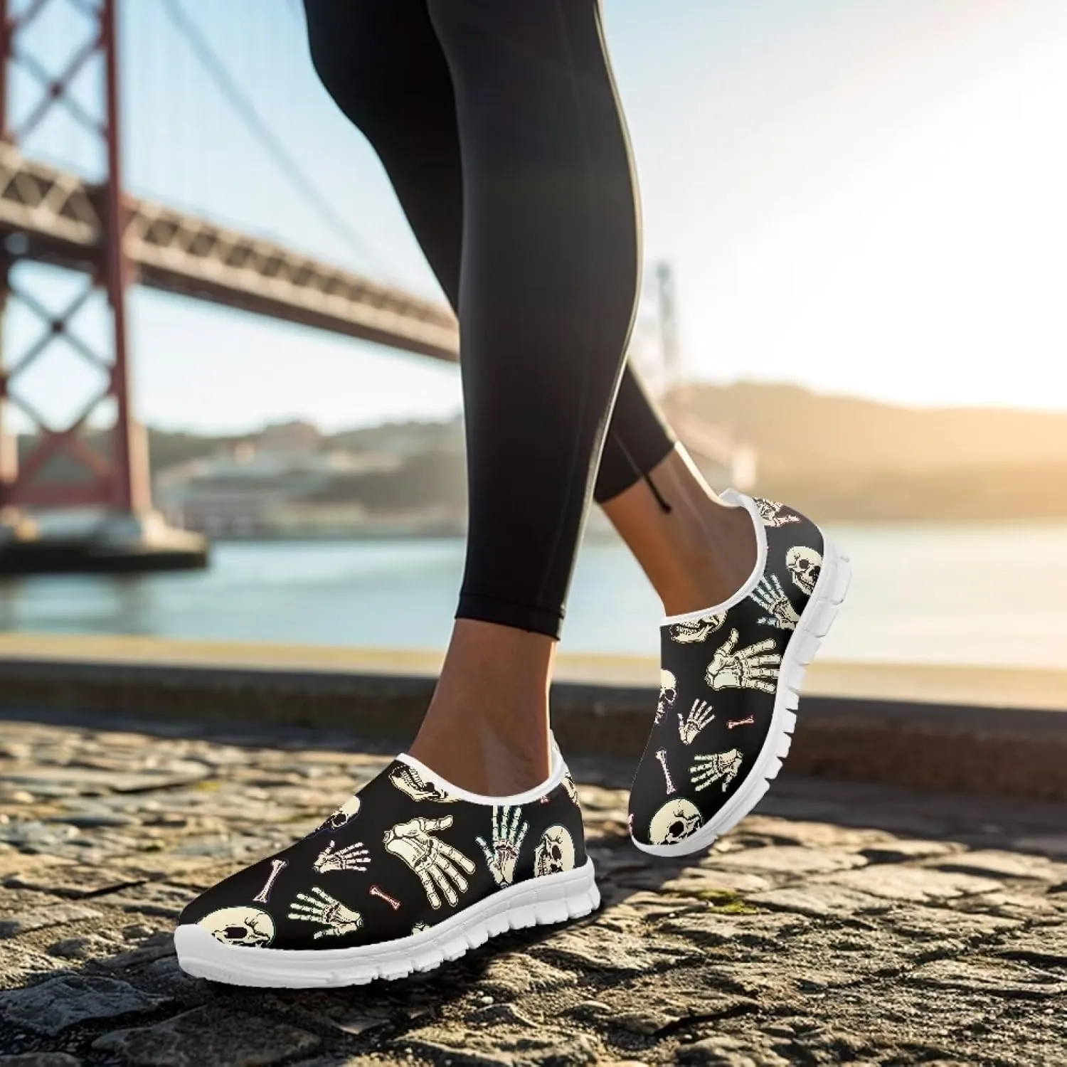 Women's Sneakers Casual Low Top Running Sneaker Flat Loafers Breathable Comfortable Slip On Holiday Shoes for Womens