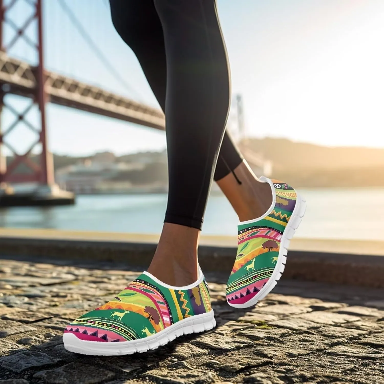 Women's Sneakers Casual Low Top Running Sneaker Flat Loafers Breathable Comfortable Slip On Holiday Shoes for Womens