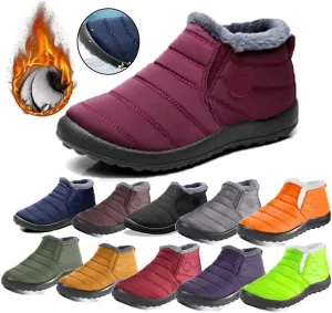 Womens Snow Boot Winter Warm Booties Fur Lined Anti-Slip Ankle Boots Outdoor Slip On Waterproof Booties Comfortable Warm Shoes Winter