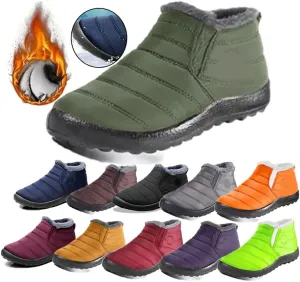 Womens Snow Boot Winter Warm Booties Fur Lined Anti-Slip Ankle Boots Outdoor Slip On Waterproof Booties Comfortable Warm Shoes Winter