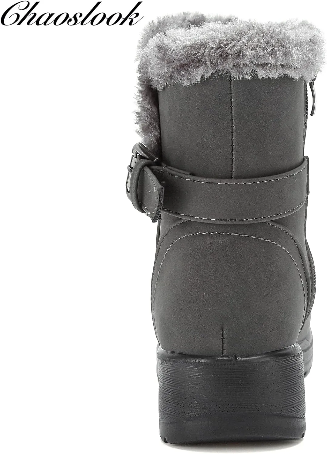Womens Snow Boots with Zipper Waterproof Leather Fur Lined Winter Warm Boots for Women Comfortable Platform Fashion Ankle Booties