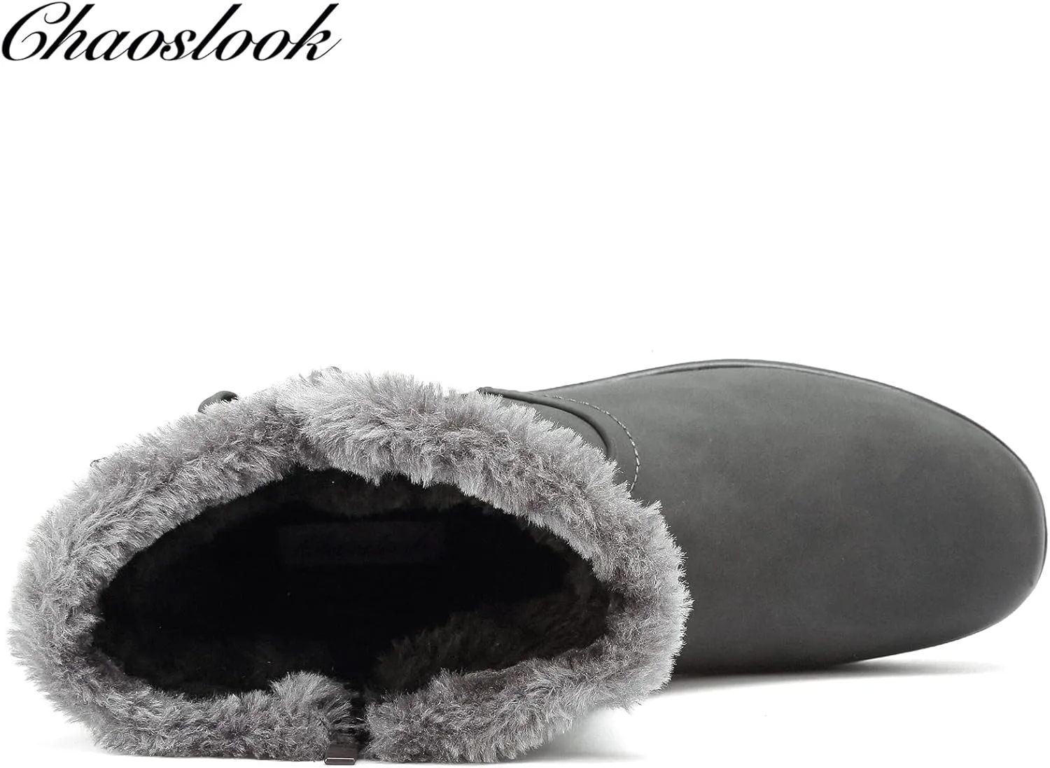 Womens Snow Boots with Zipper Waterproof Leather Fur Lined Winter Warm Boots for Women Comfortable Platform Fashion Ankle Booties
