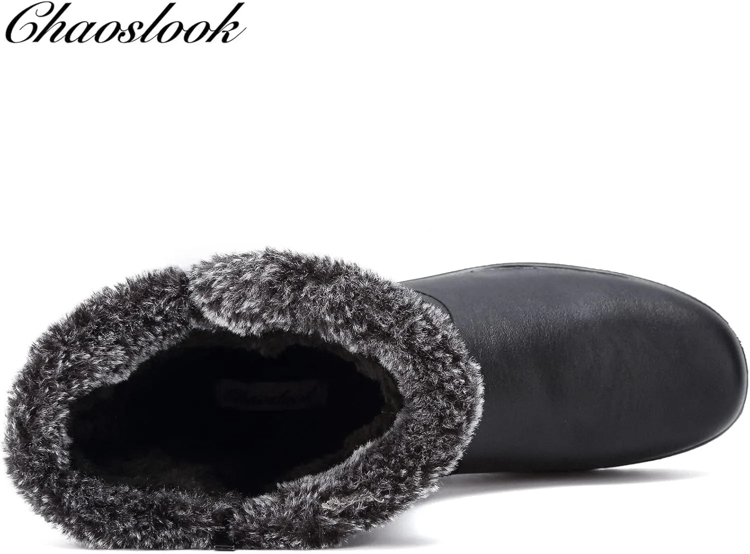 Womens Snow Boots with Zipper Waterproof Leather Fur Lined Winter Warm Boots for Women Comfortable Platform Fashion Ankle Booties