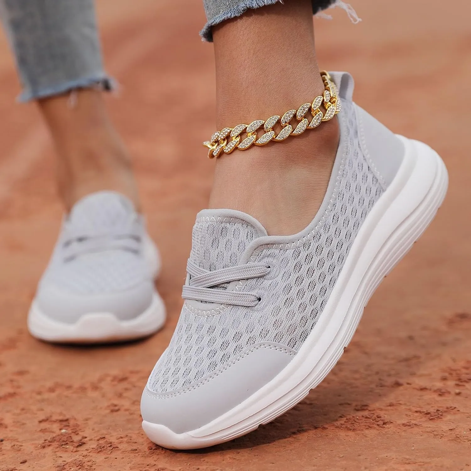 Women's Soft Sole Mesh Comfort Orthopedic Shoes, Women Slip On Walking Shoes with Arch Support Breathable Non Slip Orthopedic Sneakers Memory Foam Summer Shoe