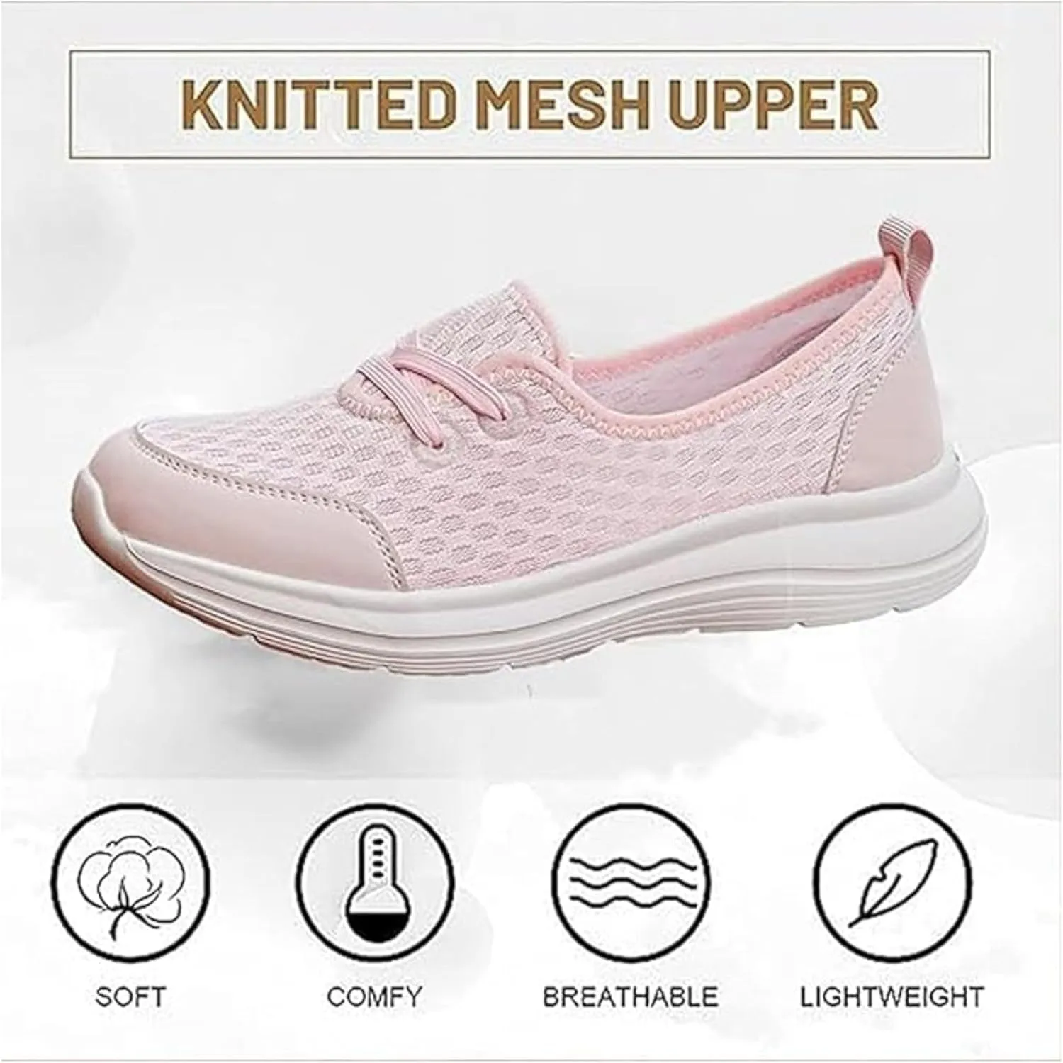 Women's Soft Sole Mesh Comfort Orthopedic Shoes, Women Slip On Walking Shoes with Arch Support Breathable Non Slip Orthopedic Sneakers Memory Foam Summer Shoe