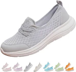 Women's Soft Sole Mesh Comfort Orthopedic Shoes, Women Slip On Walking Shoes with Arch Support Breathable Non Slip Orthopedic Sneakers Memory Foam Summer Shoe