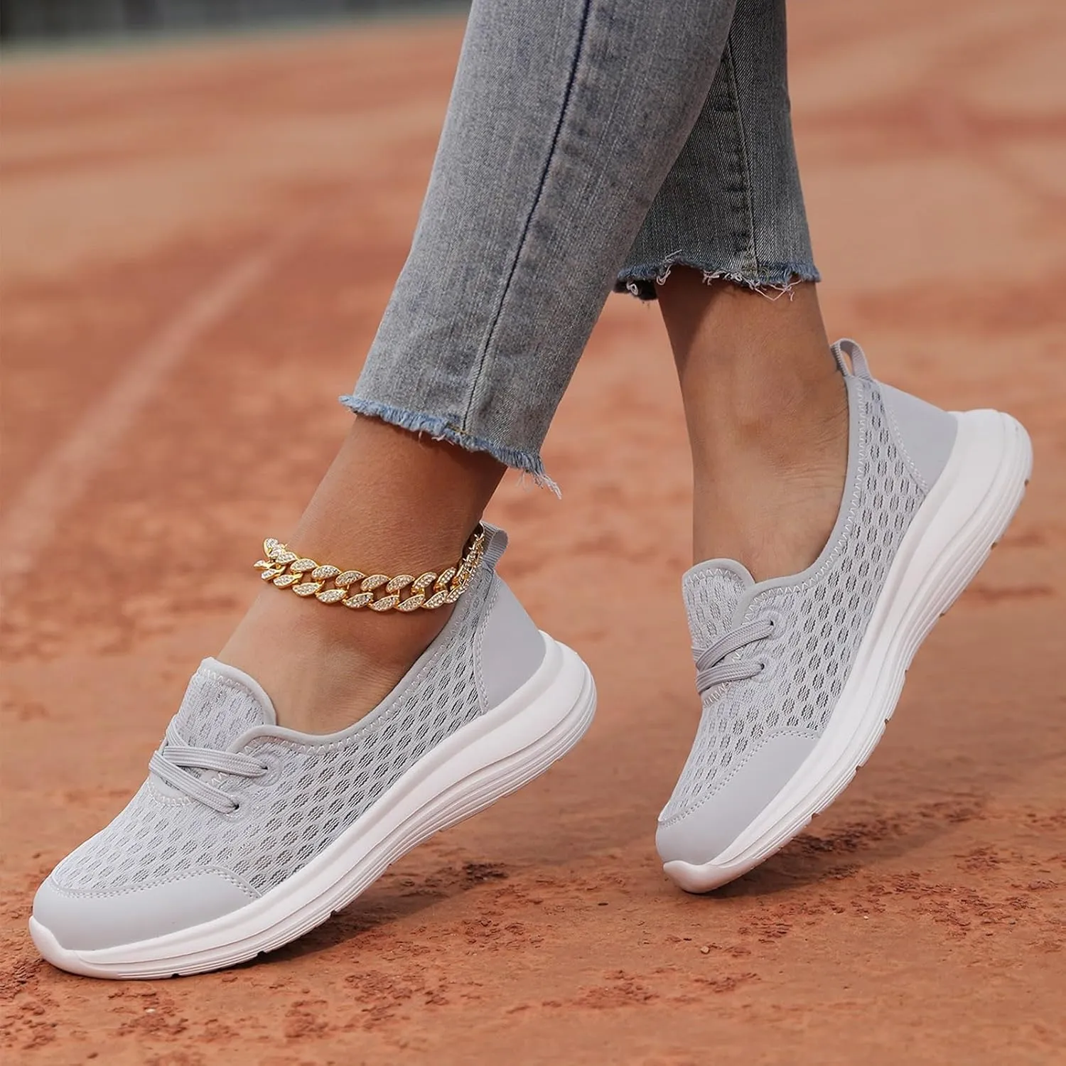 Women's Soft Sole Mesh Comfort Orthopedic Shoes, Women Slip On Walking Shoes with Arch Support Breathable Non Slip Orthopedic Sneakers Memory Foam Summer Shoe