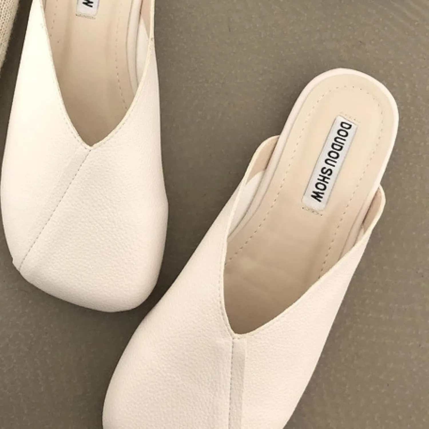 Women's Square Toe Mule Sandals, Soft Ultra-fine Fiber, Low Heel, Outdoor Walking, Backless Sandals, Slippers