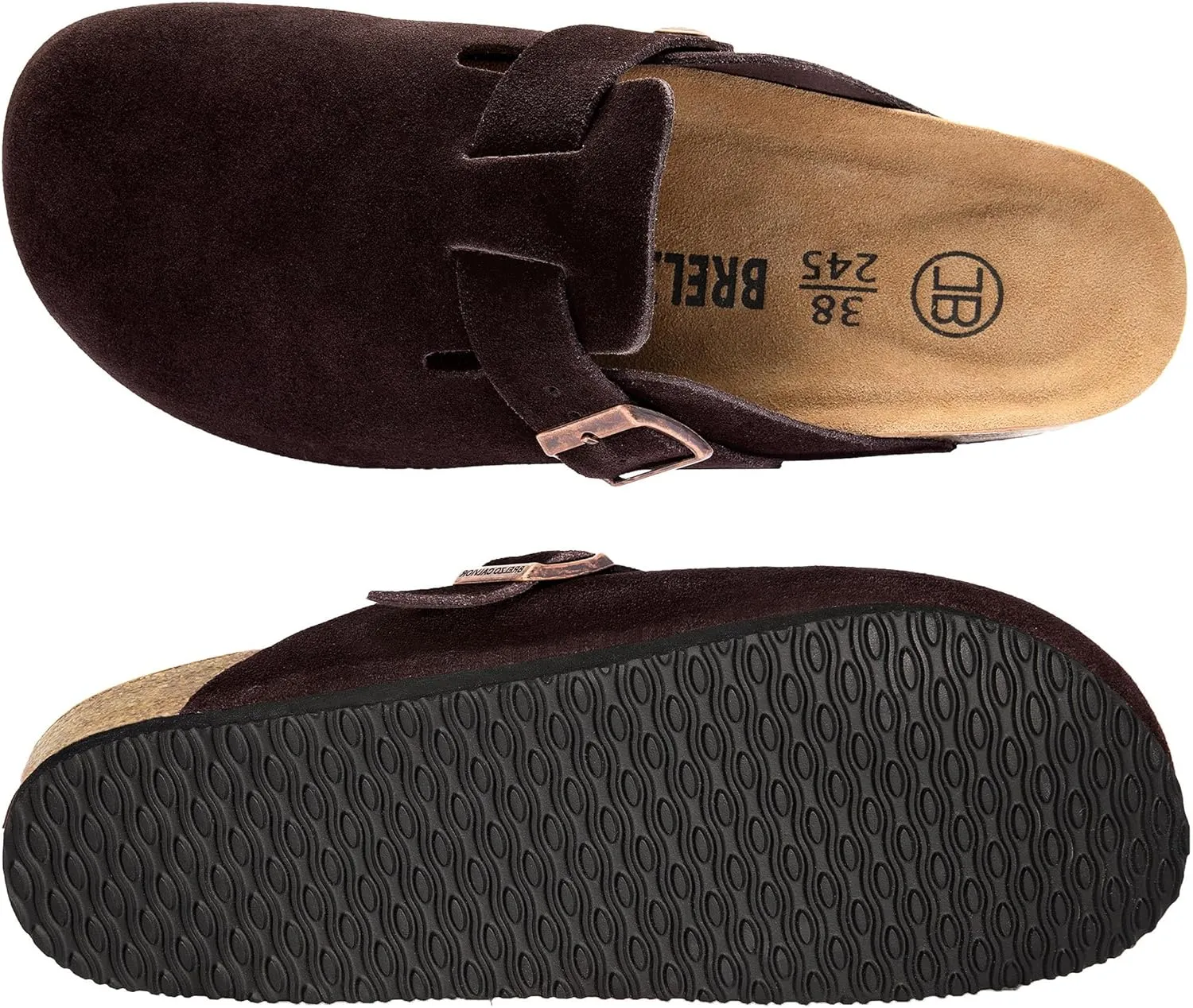 Women's Suede Clogs Men's Slip-On Mules Non-Slip Potato Shoes Arch Support Sandals with Adjustable Buckle for Indoor & Outdoor Use