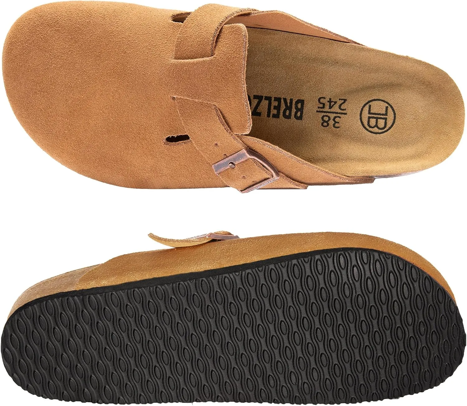 Women's Suede Clogs Men's Slip-On Mules Non-Slip Potato Shoes Arch Support Sandals with Adjustable Buckle for Indoor & Outdoor Use