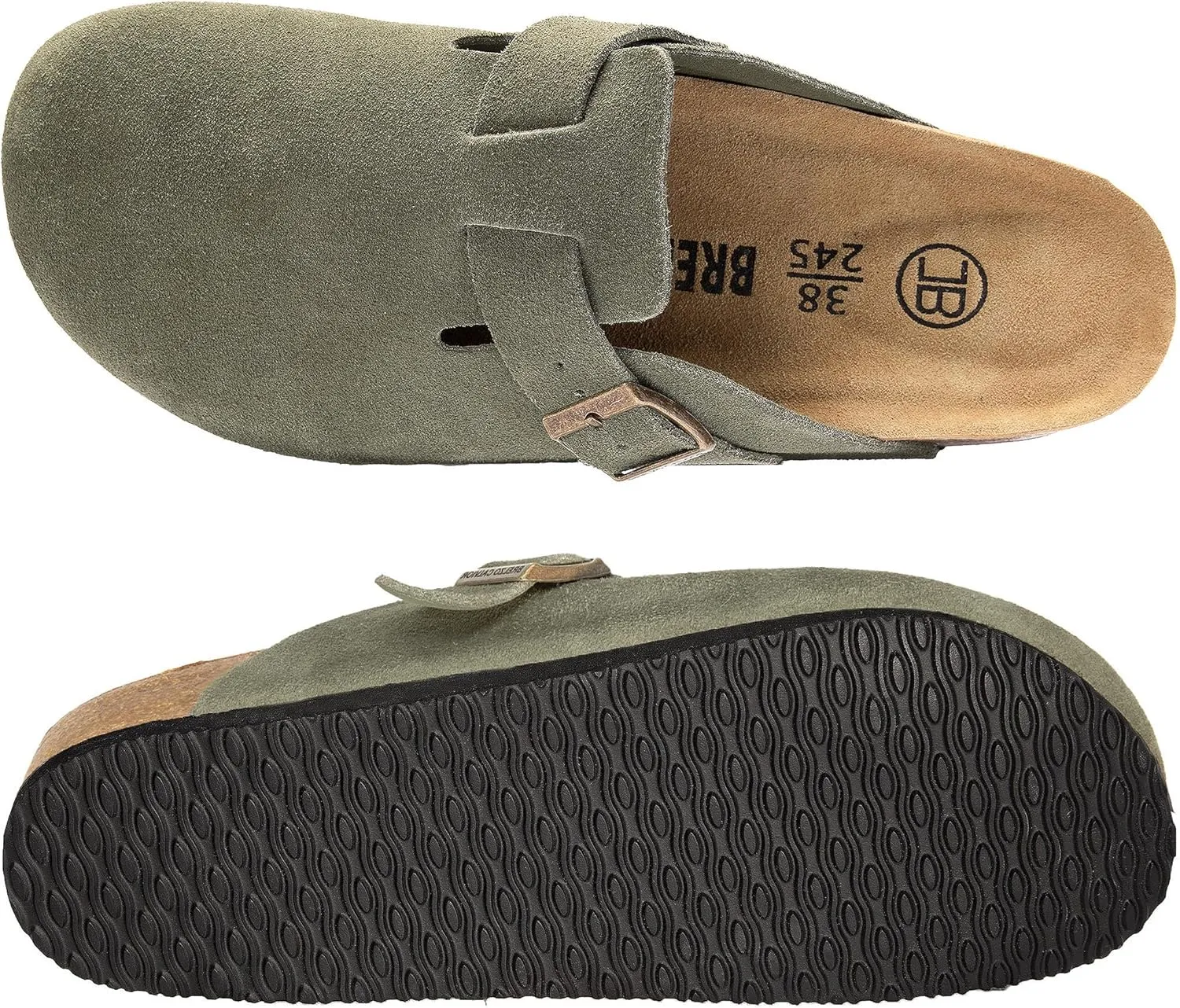 Women's Suede Clogs Men's Slip-On Mules Non-Slip Potato Shoes Arch Support Sandals with Adjustable Buckle for Indoor & Outdoor Use
