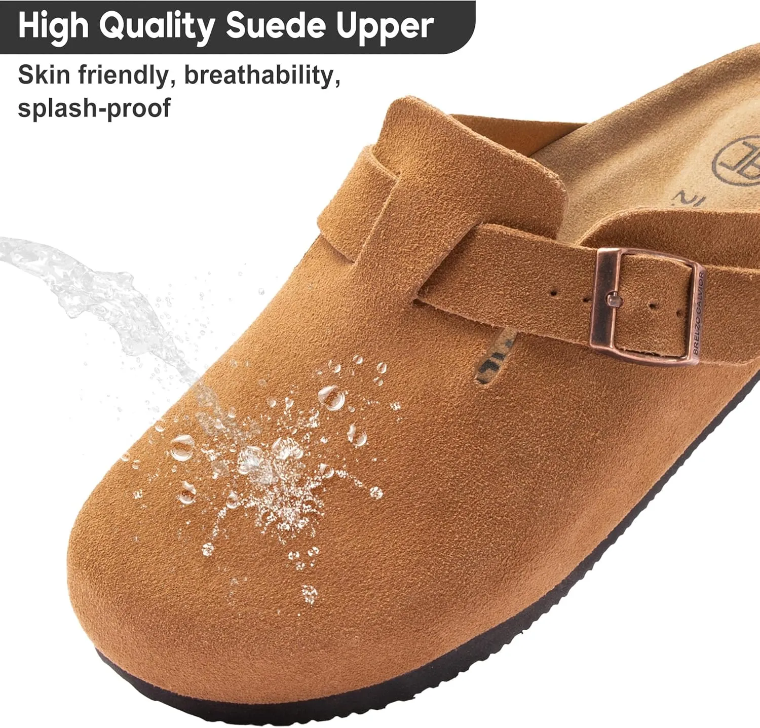 Women's Suede Clogs Men's Slip-On Mules Non-Slip Potato Shoes Arch Support Sandals with Adjustable Buckle for Indoor & Outdoor Use