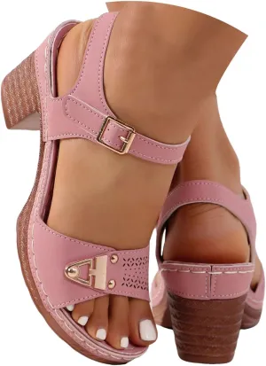 Women's Summer Casual Sandals 2025 Solid Color Comfort Chunky Heel Adjustable Straps Slide Sandals Wide Strap Walking Sandals for Summer Beach Vacation
