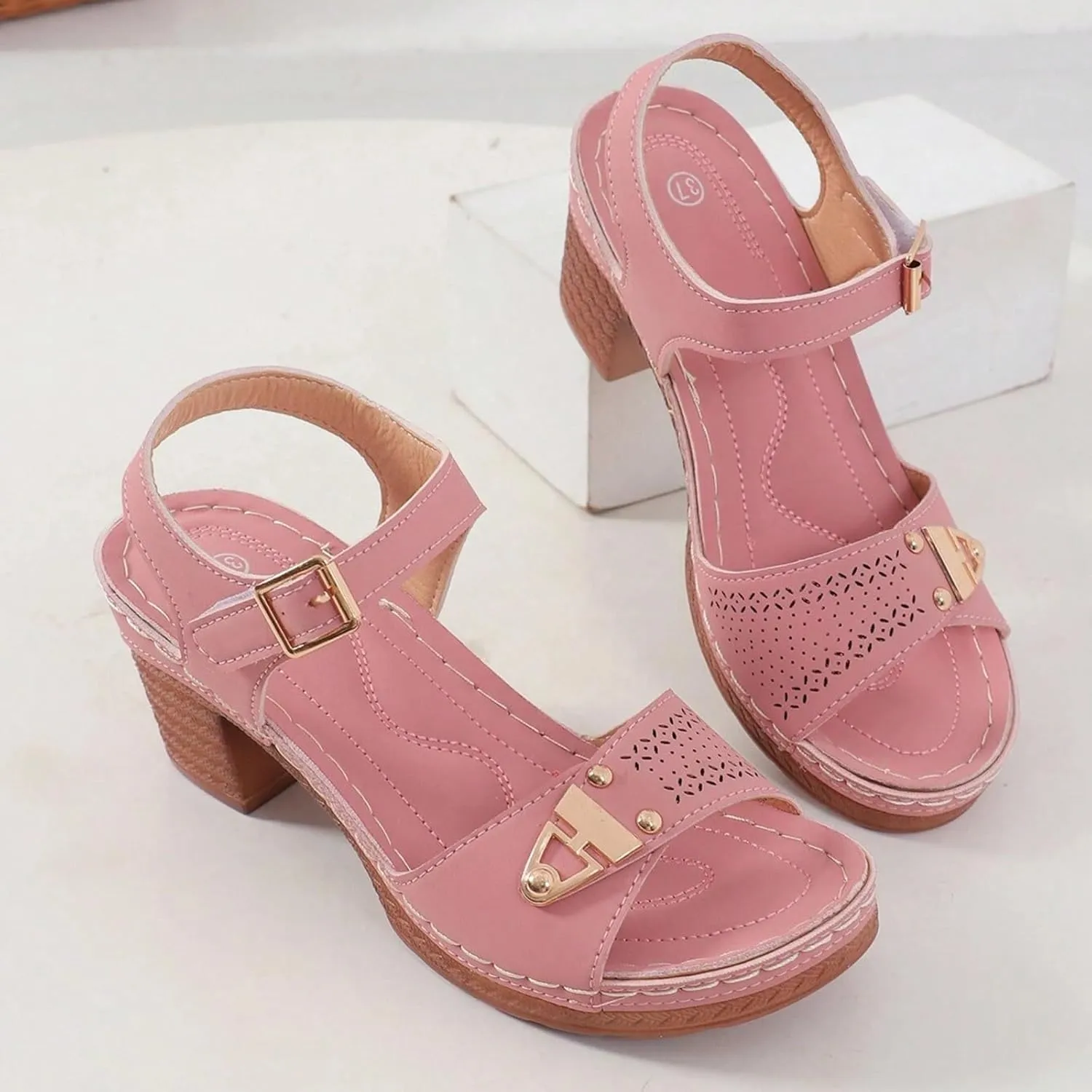 Women's Summer Casual Sandals 2025 Solid Color Comfort Chunky Heel Adjustable Straps Slide Sandals Wide Strap Walking Sandals for Summer Beach Vacation