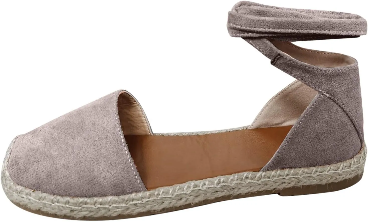 Womens Summer Espadrille Platform Flat Sandals Closed Toe Crisscross Elastic Ankle Buckle Strap Arch Support Shoes