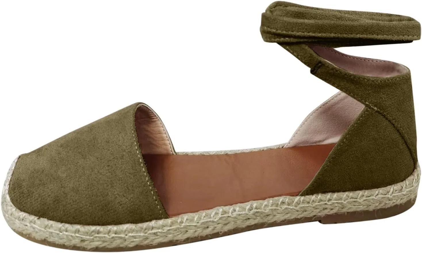 Womens Summer Espadrille Platform Flat Sandals Closed Toe Crisscross Elastic Ankle Buckle Strap Arch Support Shoes