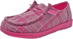 Women's Textured Pattern Lace-up Tied Canvas Flat Shoes, Round Toe Slip-on Casual Dressy Loafers, Lightweight Comfortable Easy-Walk Anti-Slip Sneakers, Grey or Rose-Red, All Season Fit, Size6-11