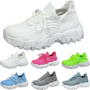 Womens Walking Shoes Mesh Slip On Lace Up Athletic Gym Workout Training Fashion Sneakers Lightweight Breathable Comfortable Tennis Running Shoes