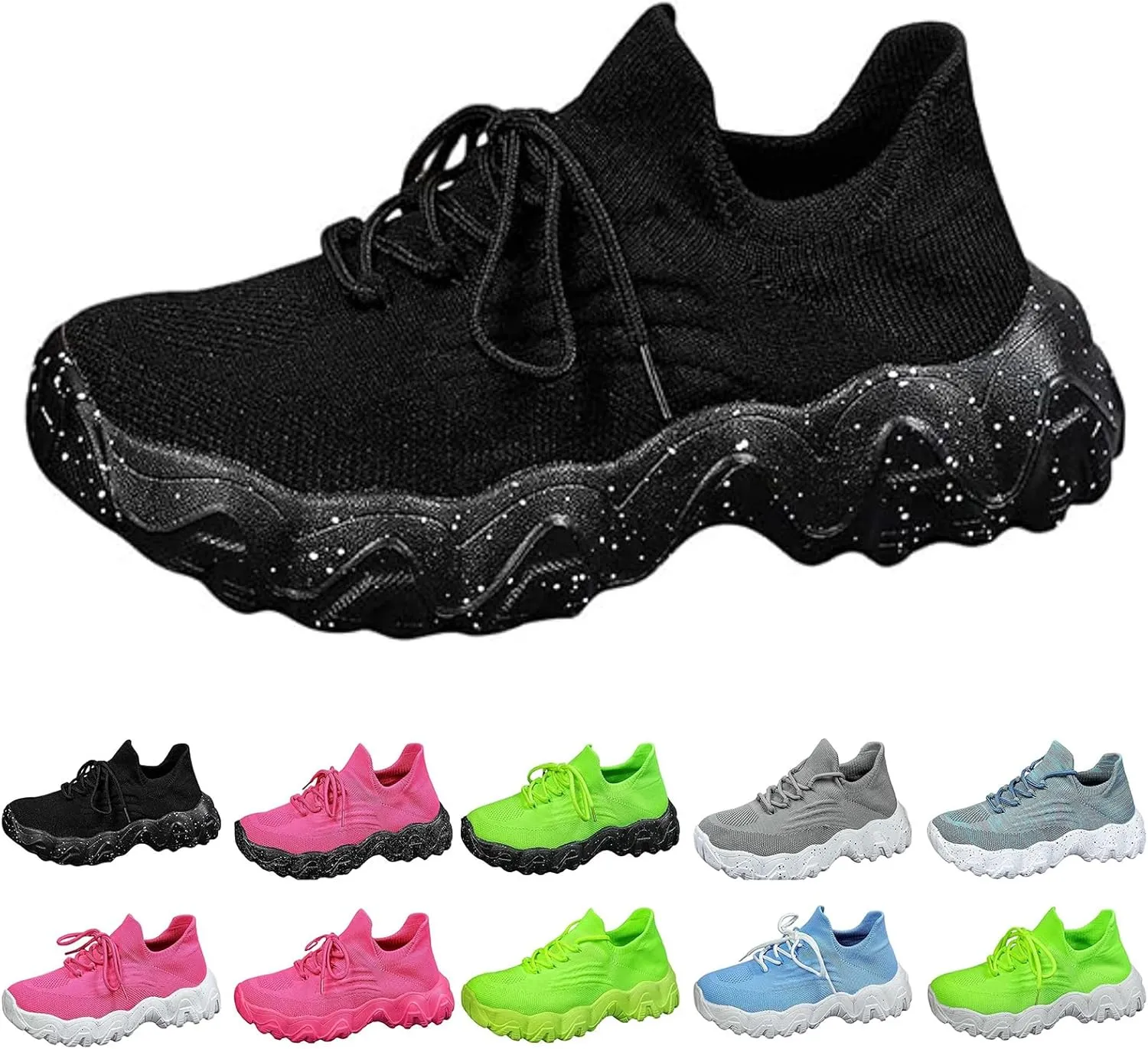 Women's Walking Shoes Non Slip Running Sneakers Comfortable Casual Platform Loafers Lightweight Mesh Breathable Slip On Air Cushion Tennis Gym Work Athletic Sneakers for Men Women