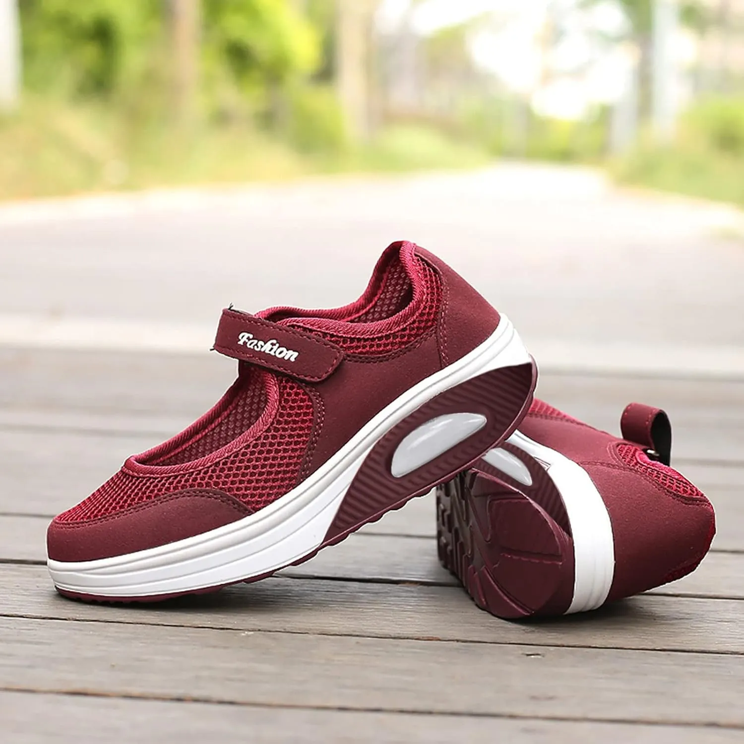 Women's Walking Shoes Orthotic Walking Sneakers Wide Width Non-Slip Sneakers Adjustable Breathable Platform Mesh Sandals