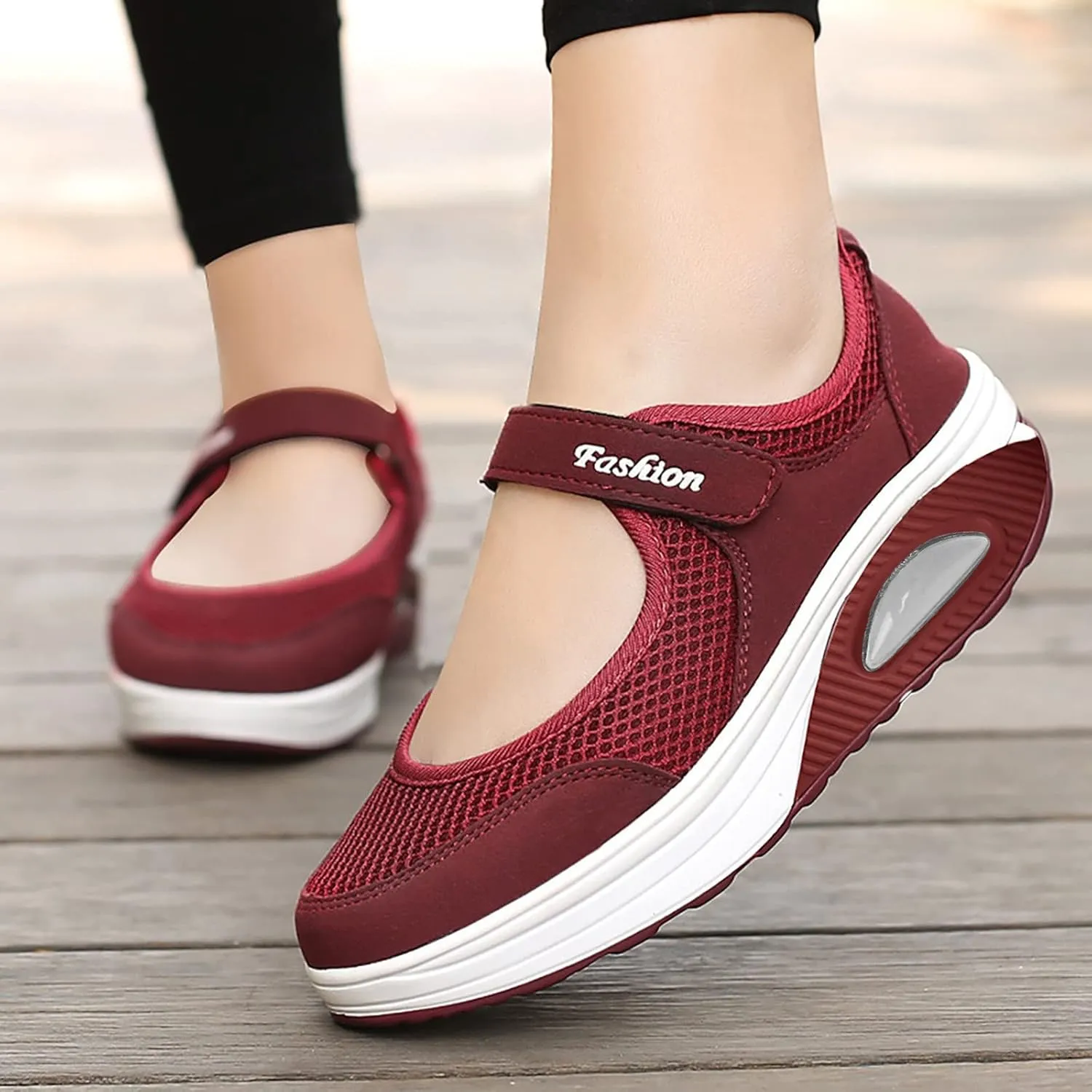 Women's Walking Shoes Orthotic Walking Sneakers Wide Width Non-Slip Sneakers Adjustable Breathable Platform Mesh Sandals