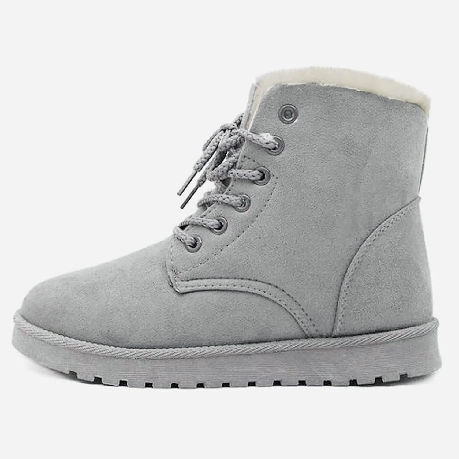 Women’s Warm Plush Lined Winter Snow Boots for Women Lace Up Side Zipper Mid-Calf Fashion Booties