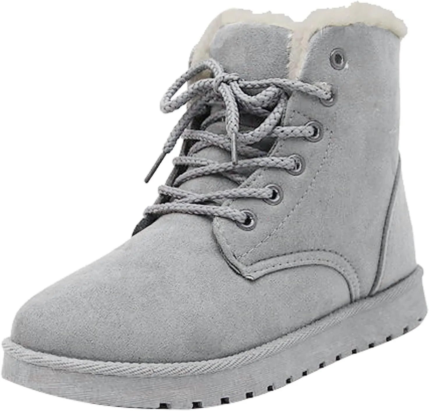 Women’s Warm Plush Lined Winter Snow Boots for Women Lace Up Side Zipper Mid-Calf Fashion Booties