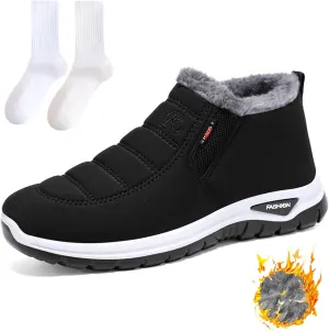 Women's Warm Sheepskin-Lined Boots Winter Snow Boots Comfortable Waterproof Orthopedic Ankle Boots Fur Fuzzy Slip On Warm Arch Support Shoes