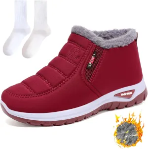 Women's Warm Sheepskin-Lined Boots Winter Snow Boots Comfortable Waterproof Orthopedic Ankle Boots Fur Fuzzy Slip On Warm Arch Support Shoes