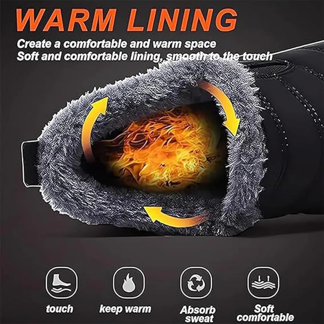 Women'S Warm Sheepskin-Lined Boots, Winter Women'S Casual Slip-On Warm Ankle Boots, Arch Support Waterproof Comfort Fuzzy Shoe