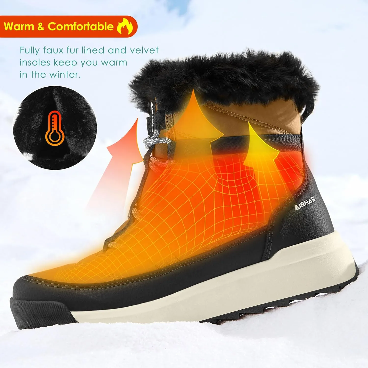 Women's Warm Snow Boots Cold Weather Winter Boots Fur Lined Comfortable Lightweight